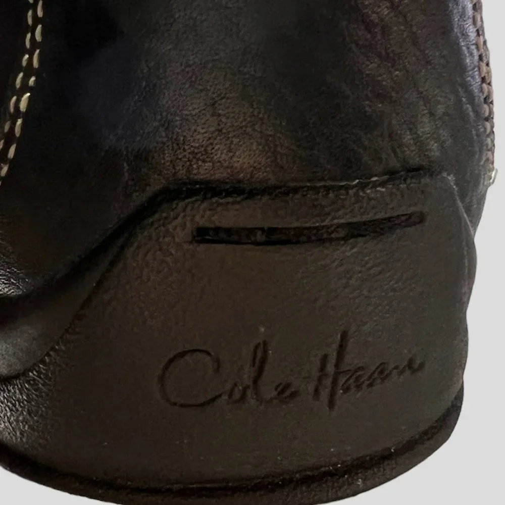 Cole Haan size 9.5 mens slip on black leather shoes